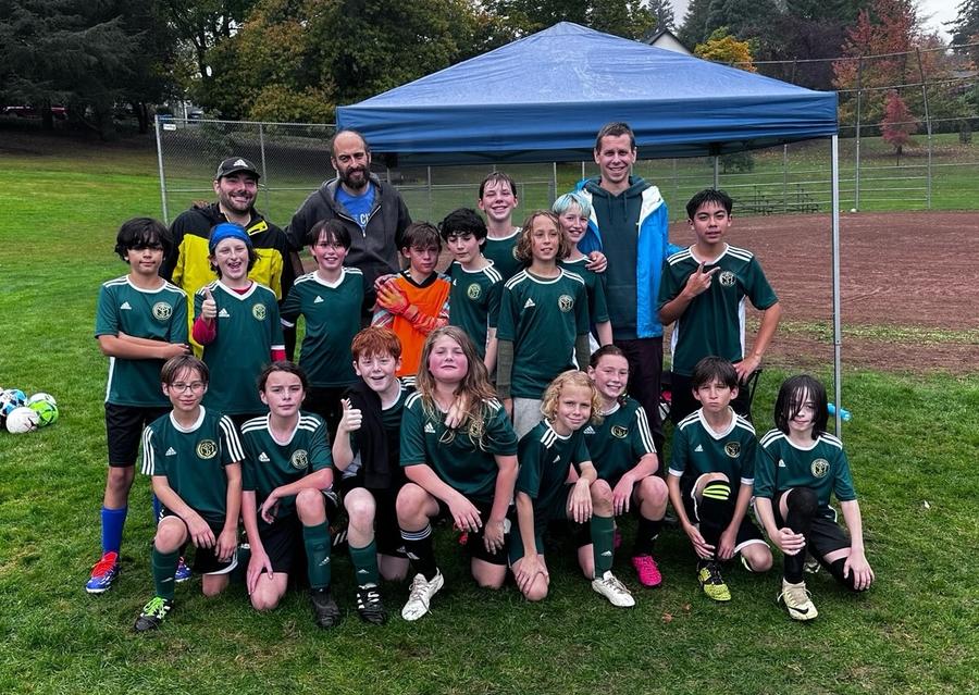 6th grade soccer team, with Coach Rob in the back