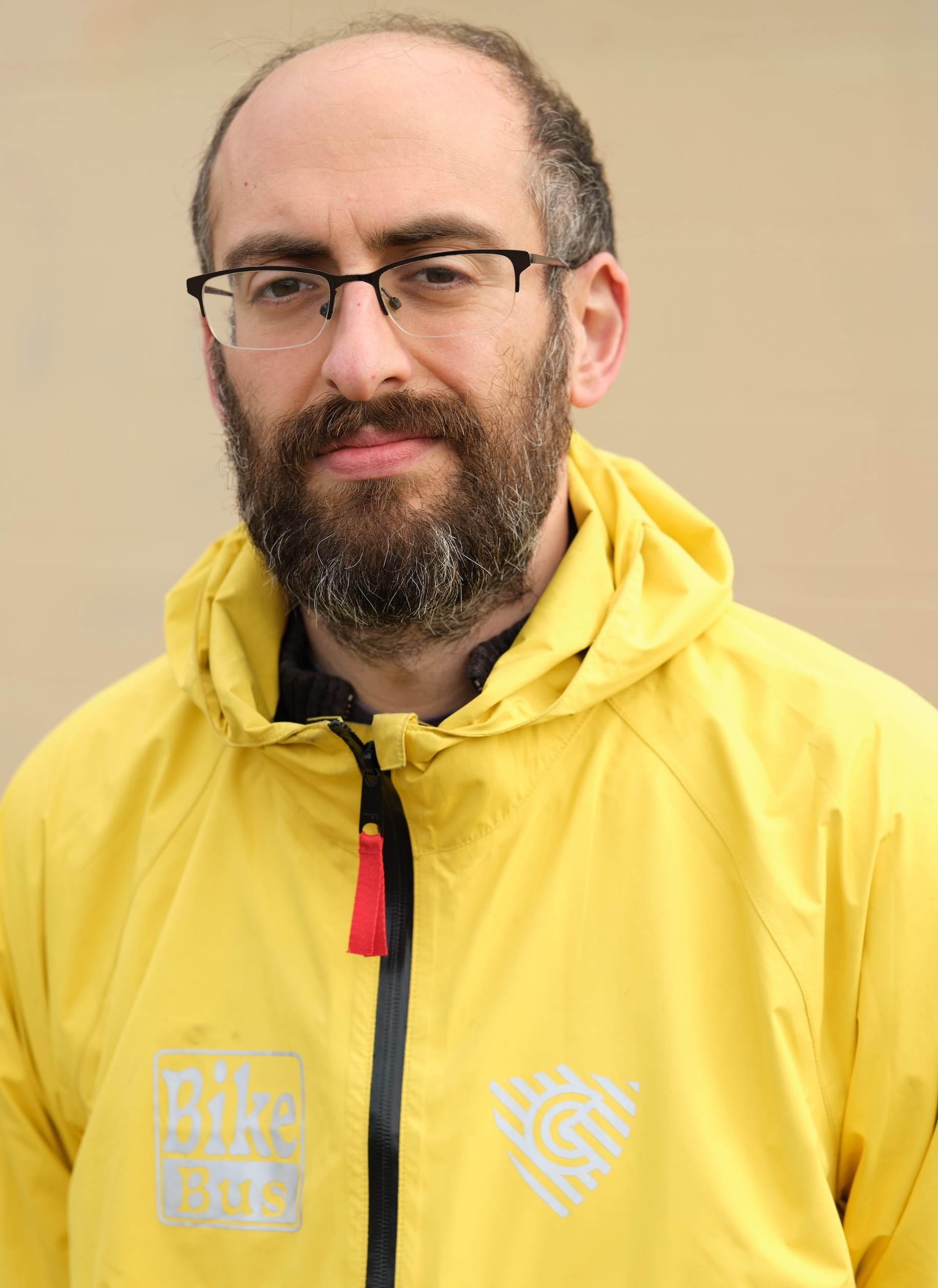 Rob in his yellow Bike Bus jacket.