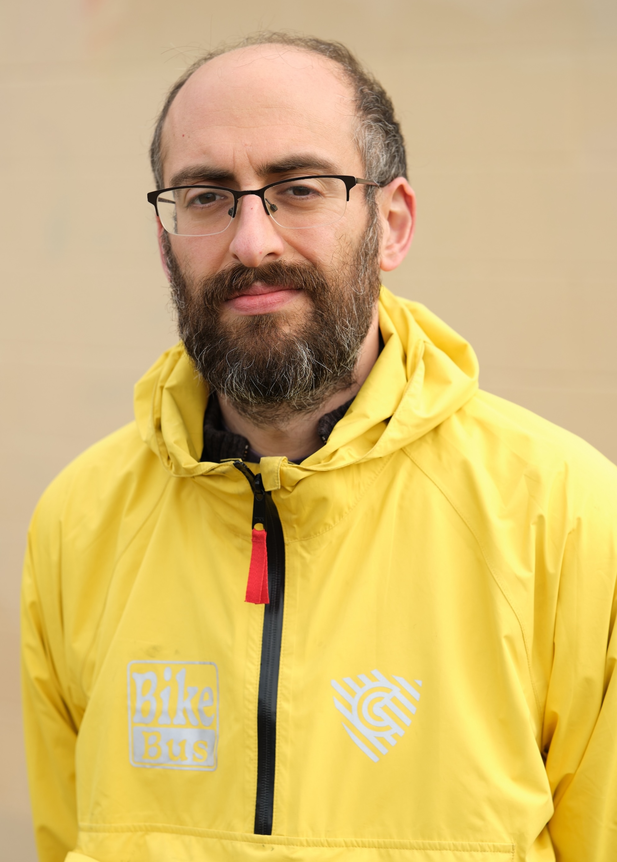 Rob in his yellow Bike Bus jacket.